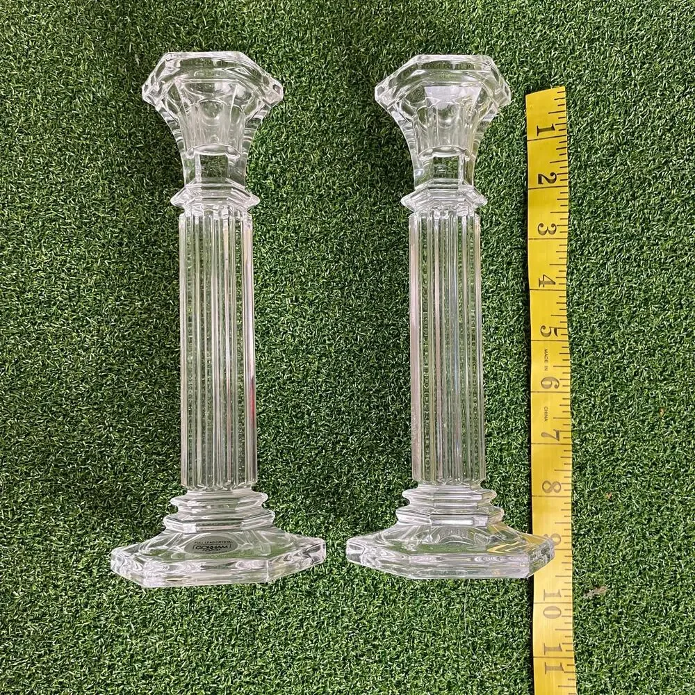 Vintage Lot Shannon Crystal Greek Roman Column Candle Holders